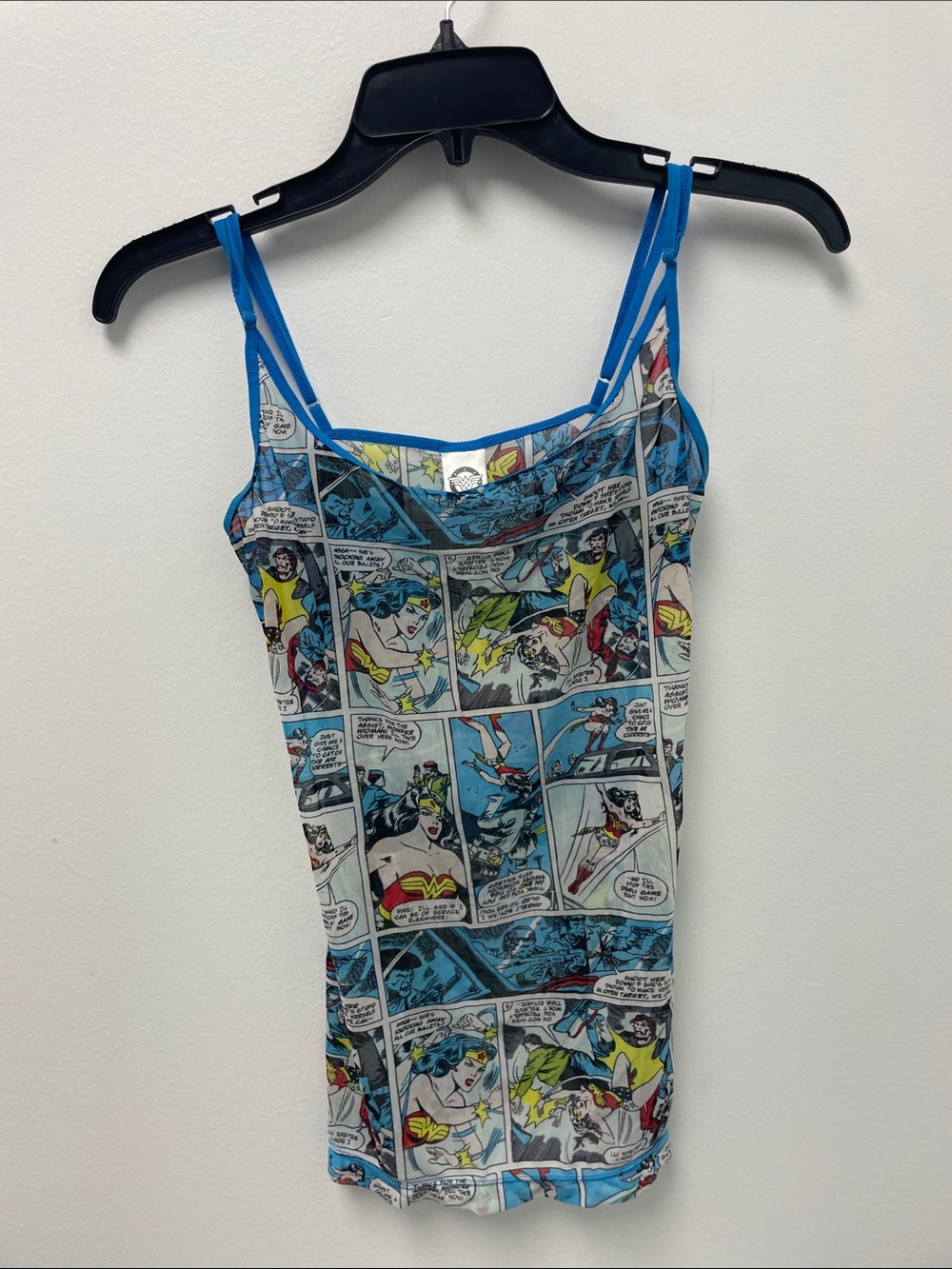 Comic-Print Blue Wonder Woman Graphic Chemise